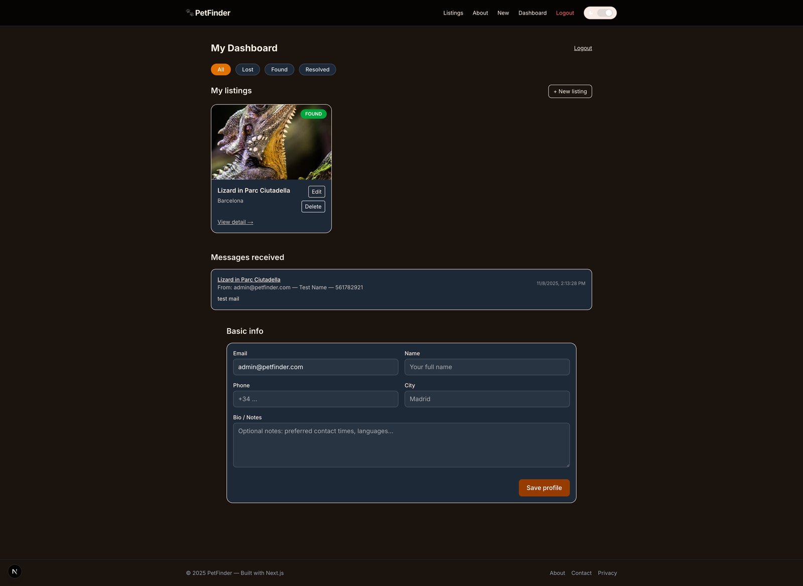 PetFinder — Form flow