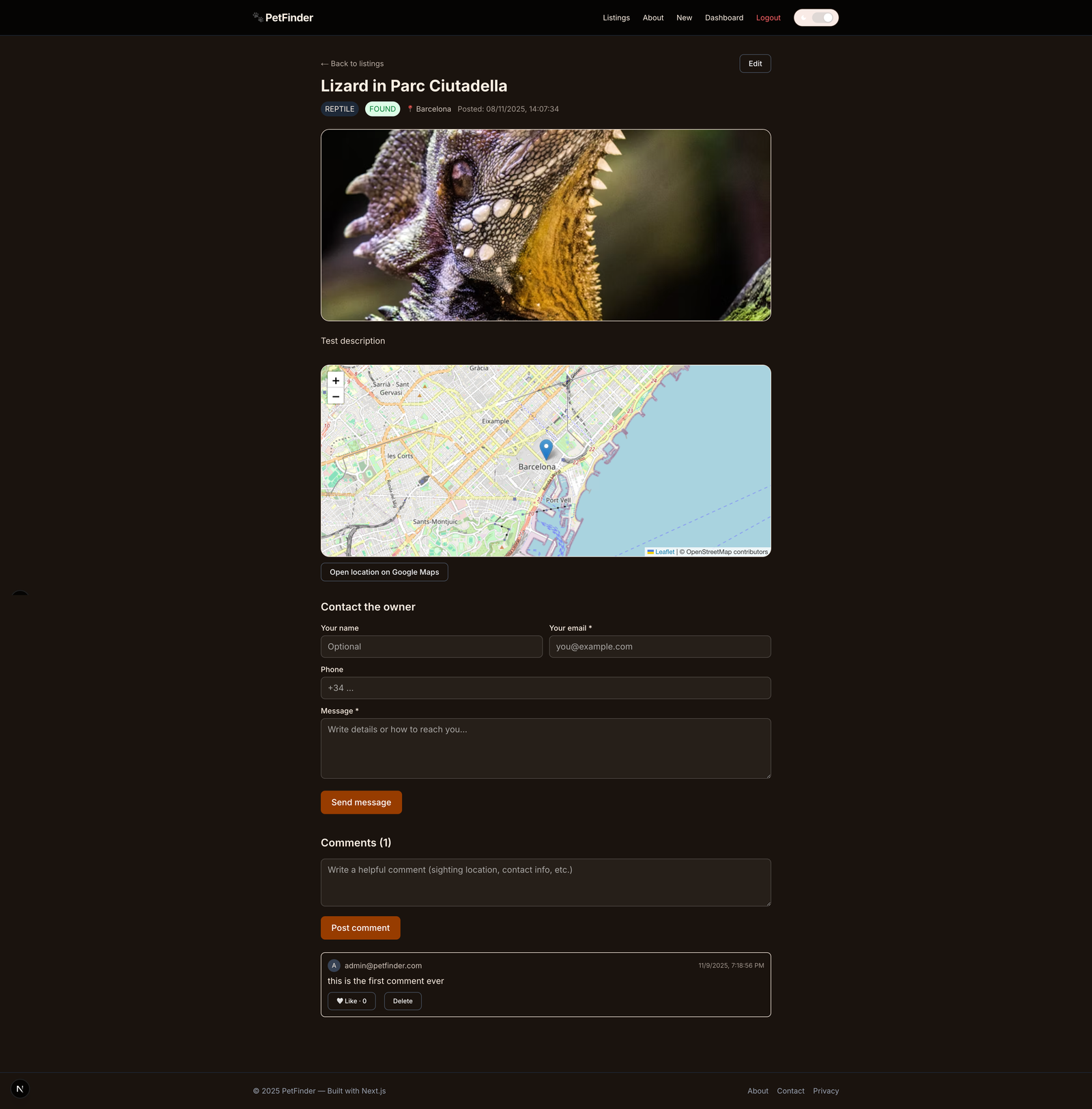 PetFinder — Form flow